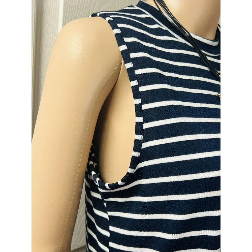 Simply Southern Navy White Striped Tank Dress Size Small Nautical Casual Pockets